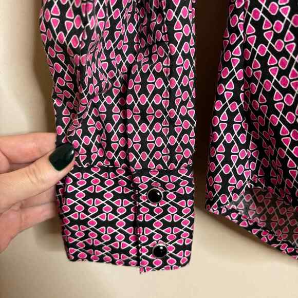 Wrangler Western Breast Cancer Awareness Pearl Snap Top Black Pink Size Small - Picture 3 of 7